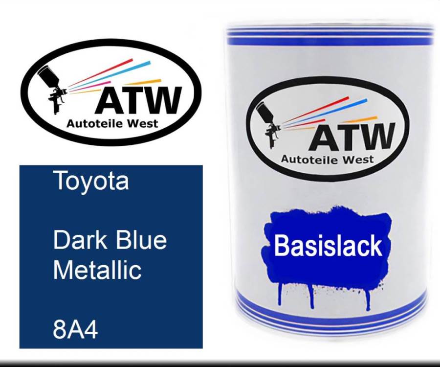 Toyota, Dark Blue Metallic, 8A4: 500ml Lackdose, von ATW Autoteile West.